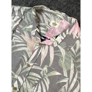 Marine Layer Mens Floral Button Down‎ Shirt Palm Tree Print Gray Large Casual